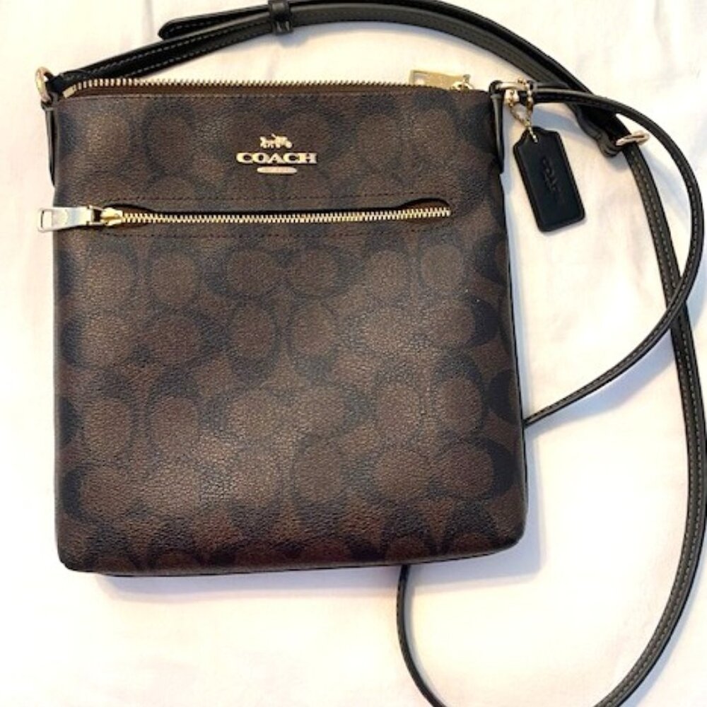Coach Mini Rowan File Crossbody Shoulder Adjustable Strap Dark Brown Bag Purse - Picture 4 of 12